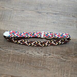 Vintage 90s Capezio Braided Leather Belt Multi Color Woven Argentina Made ML